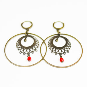 boucles créoles orientales perles rouges