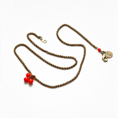 bijoux-bracelet-collier-chaine-laiton-dore-patine-perles-verre-rouge-damia