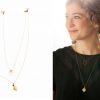 Collier double rang LAÏLI chaine fine losange doré en laiton et ses petites perles en verre de couleur
